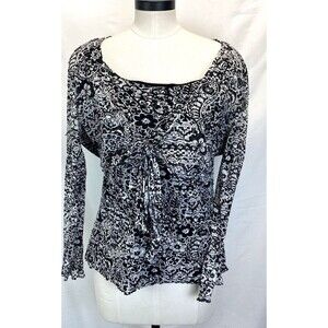 STYLE & CO Blouse Women’s SIZE 2X Mesh Lined Scoop-Neck 3/4 Ruffled Sleeves/Hem